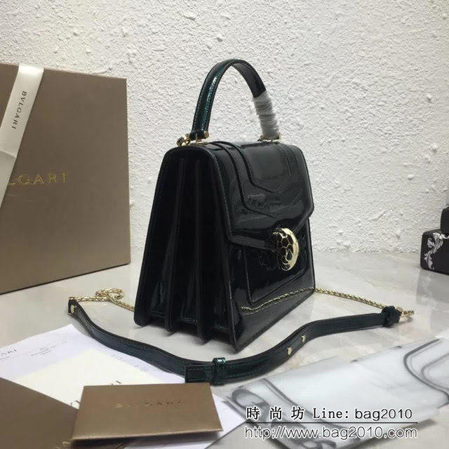 BVLGARI寶格麗 專櫃新款 蛇頭扣環 漆皮手提肩背斜挎包 可拆卸肩帶 38329 FYD1393